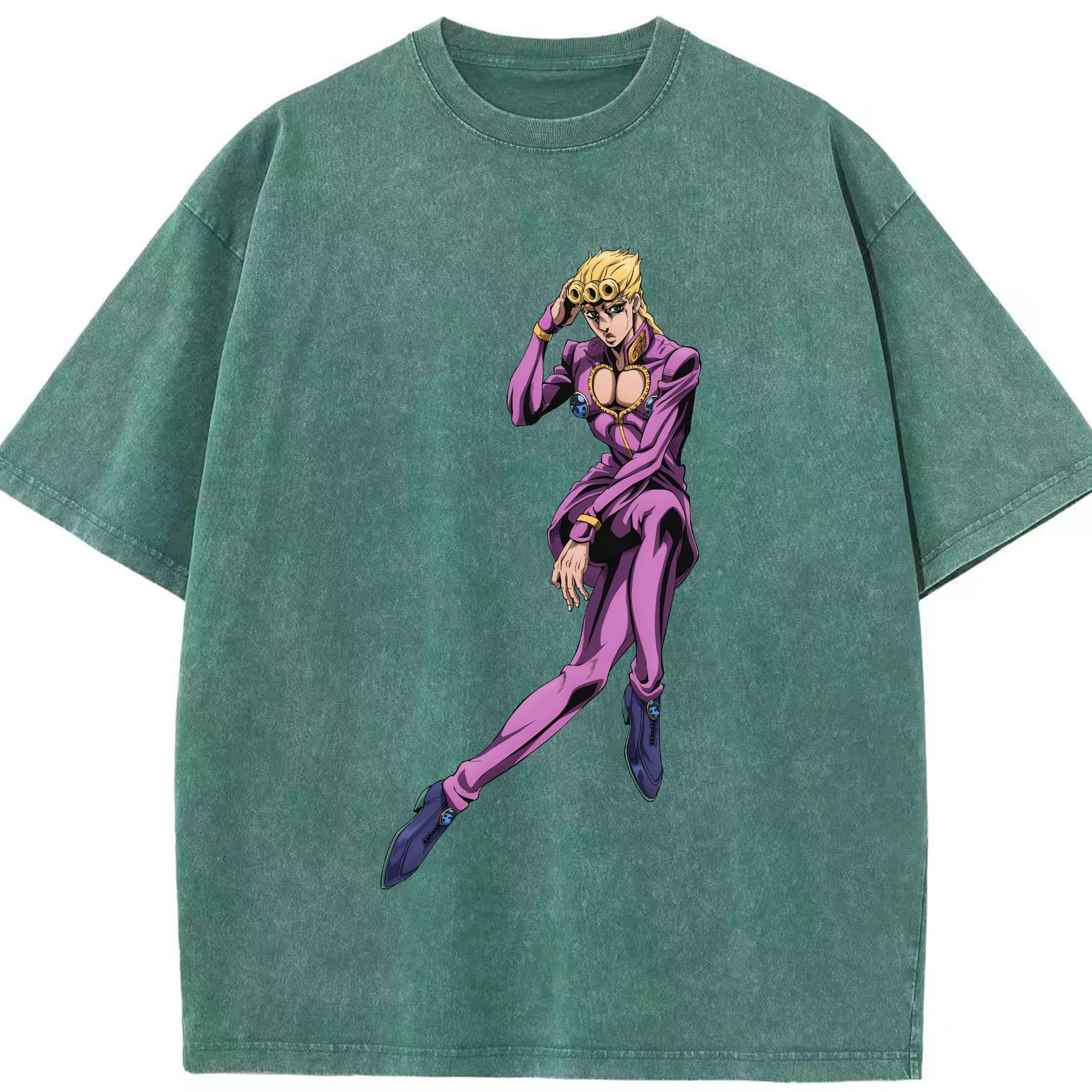 （画像用） ジョジョの奇妙な冒険 ジョルノ?ジョバァーナ JoJo's Bizarre Adventure Giorno Giovanna 綿100% ヴィンテージ風 半袖Tシャツ（フロントプリント）